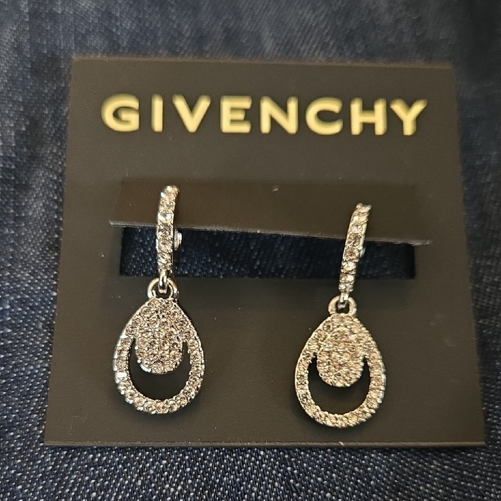 Givenchy Sparkling Silver Teardrop Earrings